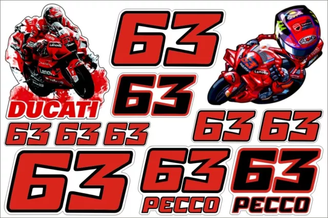 Pecco Bagnaia Francesco 63 G moto adesivo stickers MOTOGP adesivi 12 ADESIVI