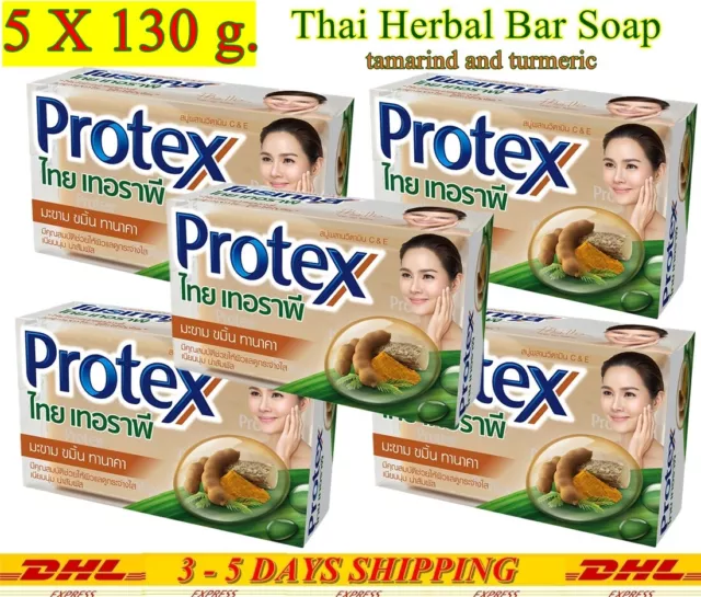 5X 130g. Barra de terapia tailandesa Protex jabón tamarindo y cúrcuma blanqueador de la piel facial