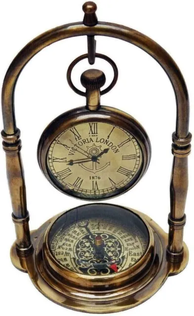Reloj de escritorio de latón, decoración de mesa antigua náutica, reloj...