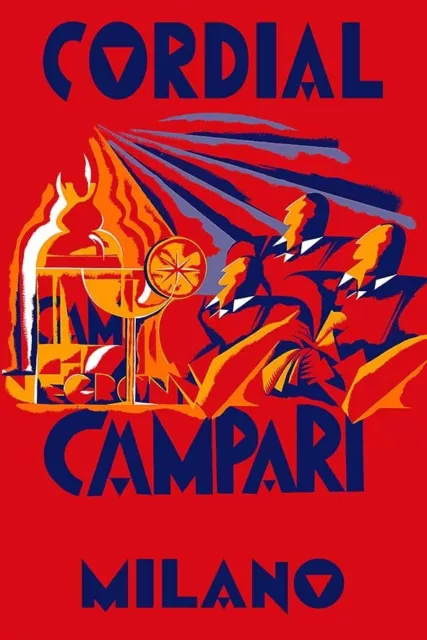 Poster Manifesto Locandina Pubblicitaria Stampa Vintage Cordial Campari Milano