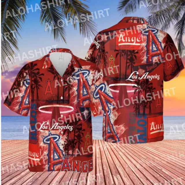 Los Angeles Angels hawaiian shirt, polo  Button-Up Top, retro shirt, halos