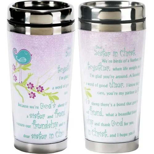 Dear Sister in Christ 16 Oz. Stainless Steel Insulated Travel Mug with Lid