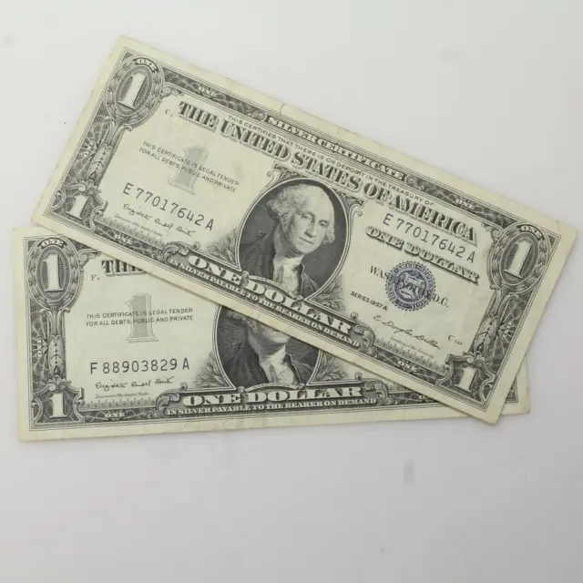 1957 $2 Dollar Bill Silver Certificate Currency Blue Seal Note