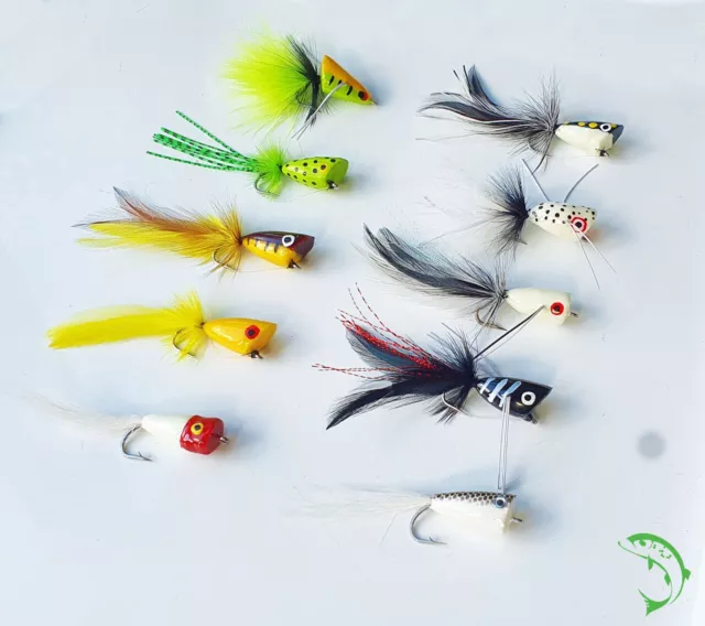 FLY FISHING BASS Pike Flies 10 PACK POPPERS Size 2-6 Saltwater Trout Perch  'PIK2 £13.97 - PicClick UK