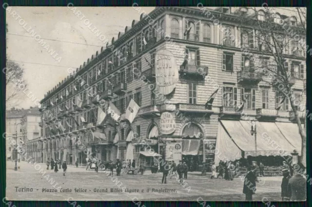 Torino Città Piazza Carlo Felice Grand Hotel Brunner 12284 cartolina RT3464