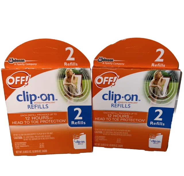 Off! Clip-On Mosquito Insect Repellent Refills 2 In Each Box=4 Total New Sealed!