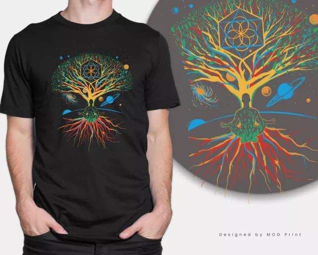 Tree of Life Meditating T-shirt Peace Mandala Zen Meditation Yoga Spiritual Top