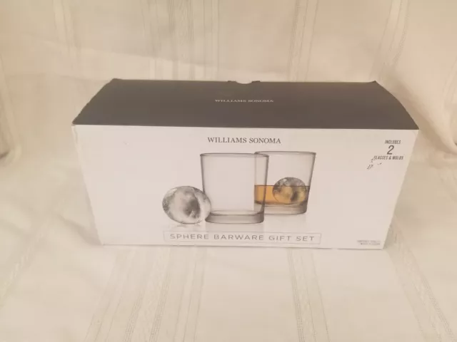 William Sonoma Double Old Fashioned Glass Sphere Barware NIB