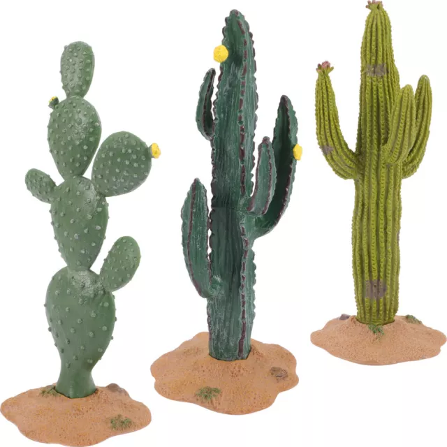 3 Pcs Kaktus-Dekor Klein Mini-Hausdekoration Grüne Pflanzen Büro Sukkulente