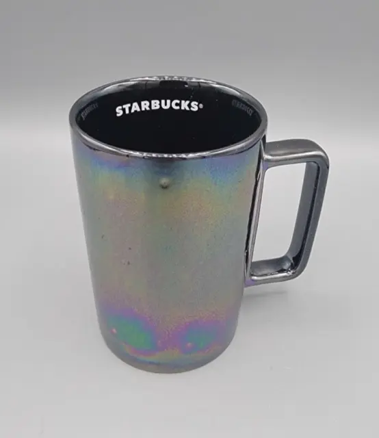 12oz STARBUCKS 2020 Black Purple Oil Slick Iridescent Ceramic Coffee Mug