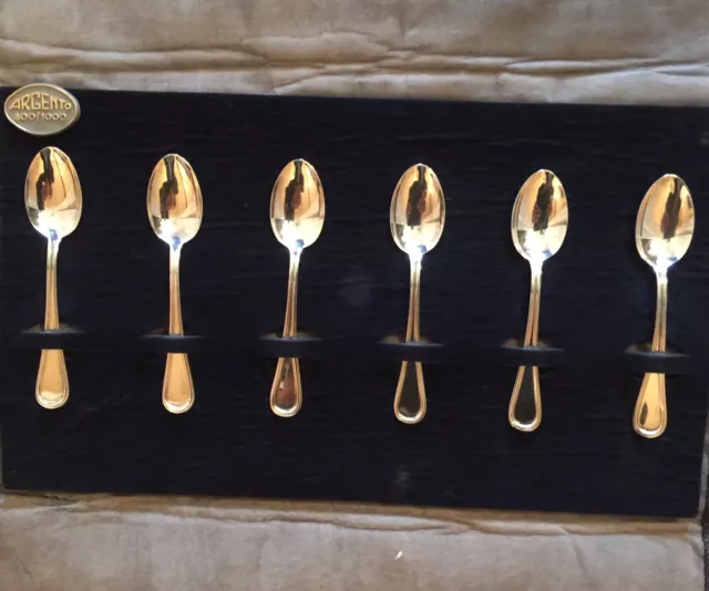 ARGENTO 800/1000 Silver Set of 6 Small Teaspoons in the Original Case