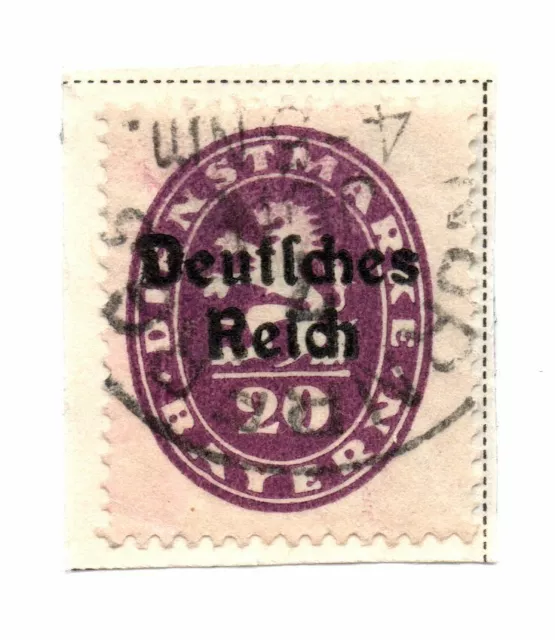 GERMANY DEUTSCHES REICH BAYERN BAVARIA STAMP OVERPRINT 20Pf Violet