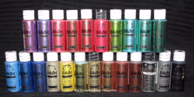 PLAID FOLKART 'METALLIC ACRYLIC PAINT' (You Choose Colour) 59ml Waterbase