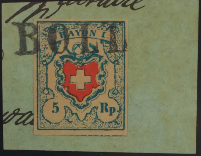 Schweiz Bundespost; 5 Rp. hellblau, Rayon I mit KE breitrandiger Nachdruck Bfst.