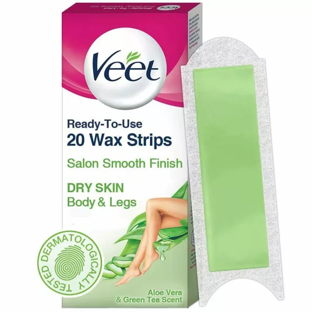 Veet Kit complet de bandes d'épilation à la cire pour peaux sèches, 20...