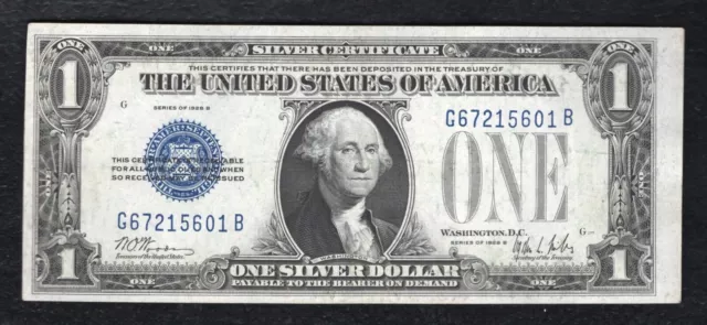 Fr. 1602 1928-B $1 One Dollar “Funnyback” Silver Certificate About Uncirculated