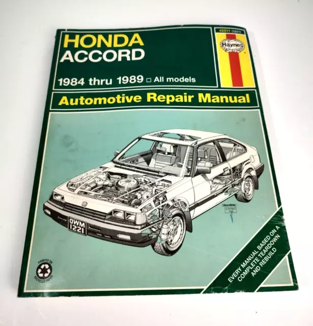 HAYNES Honda Accord 1984 thru 1989 Repair Manual 42011 #1221