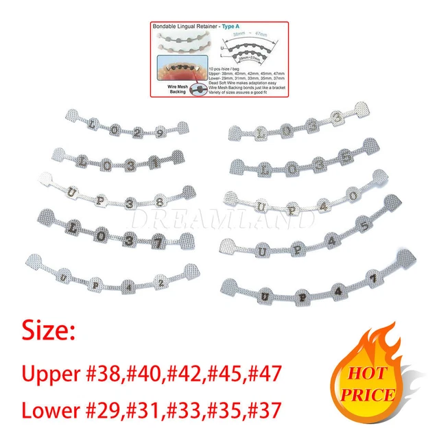 10PCS (2PC/SET) Dental Orth Lingual Retainer Splits Wire Mesh Backing Marked OEM