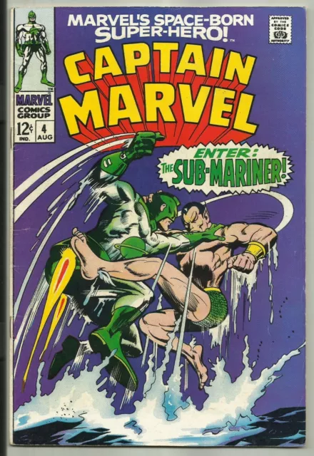 CAPTAIN MARVEL #4 (Sub-Mariner Cross Over, Gene Colan, Skrulls) Marvel, 1968