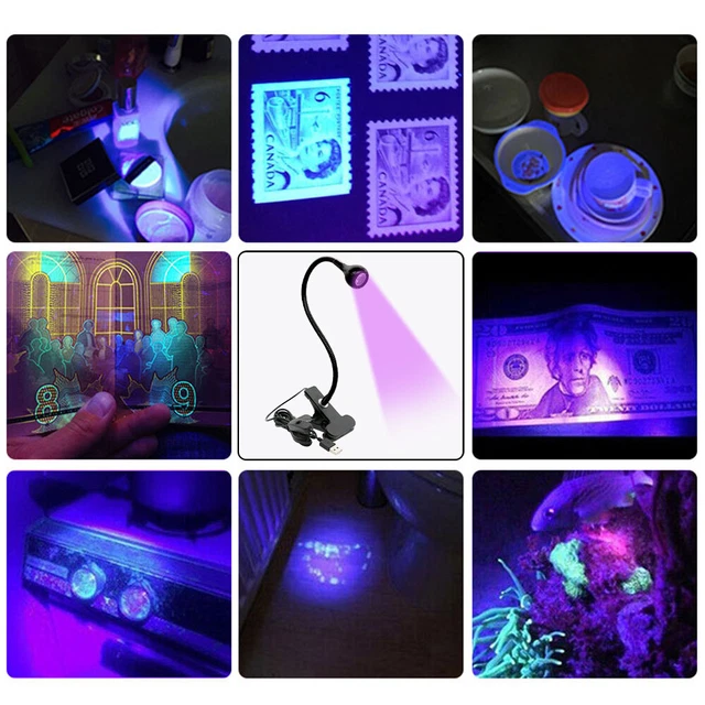 Lámpara de escritorio UV USB tubo de metal flexible con clip de luces ultravioletas