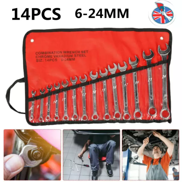 14pcs Metric Spanner Set Combination Spanner set 6-24mm Mechanics Garage Tools