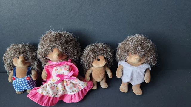 Calico Critters Lot of 4 Hedgehogs Flocked Figurines