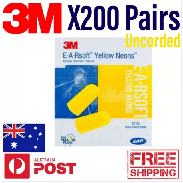 3M E-A-R Soft Yellow Neons Uncorded Earplugs 200 Pairs NRR33 312-1250 Ear Plugs