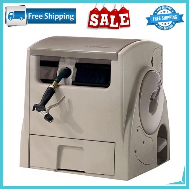 Suncast 100 ft.Powerwind Auto Power Rewind Hose Reel, Light Taupe, Free Shipping