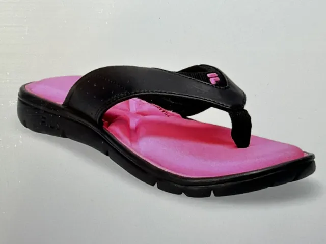 FILA Amazen Memory Portal Women's Black / Pink Thong Sandals Size 10 New in Box