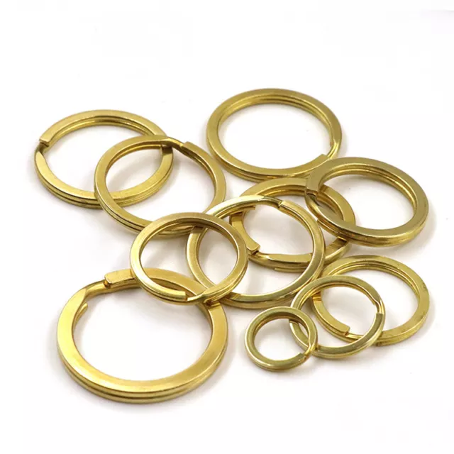 Solid Brass Flat Keyring Split Key Rings Hoop Loop Keychain 15 20 25 30 32 35mm