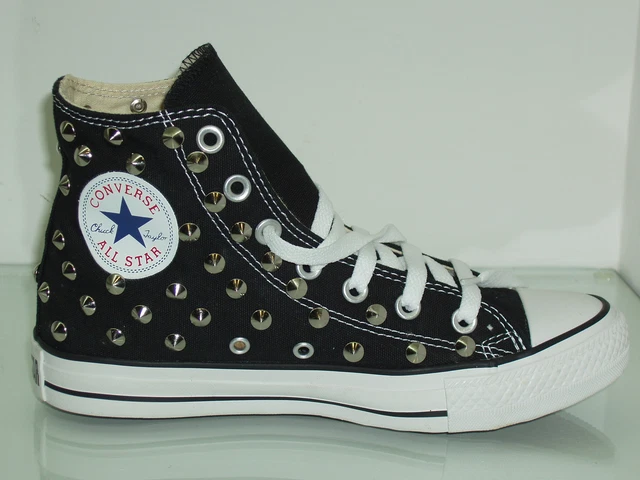 Converse all star Hi borchie donna uomo nero - blu - grigio - rosso artigianali