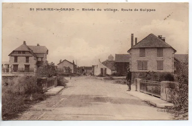 SAINT HILAIRE LE GRAND - Marne - CPA 51 - l'entrée du village - route de Suippes