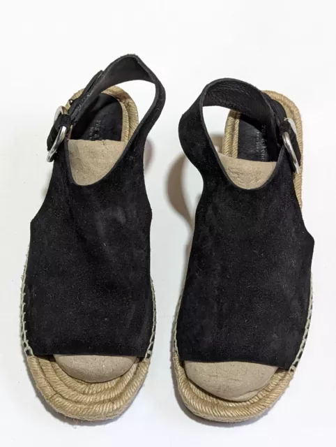 Rag & Bone Calla Womens Leather Espadrille Wedge Sandal In Black Sz 38EU 8 US