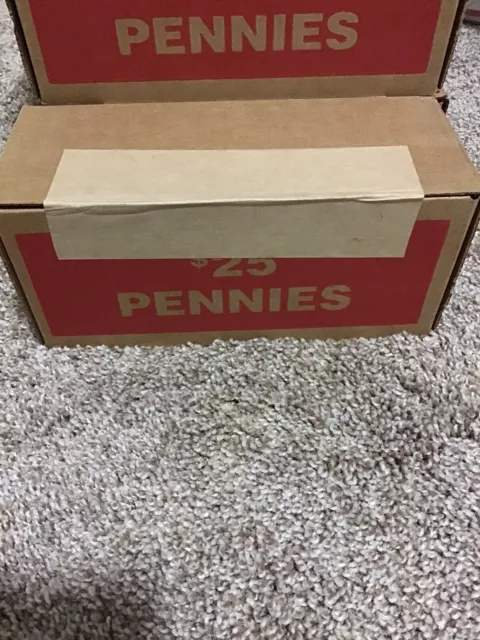 SEALED Bank Box 50 Rolls of Pennies $25 FV Unopened Unsearched