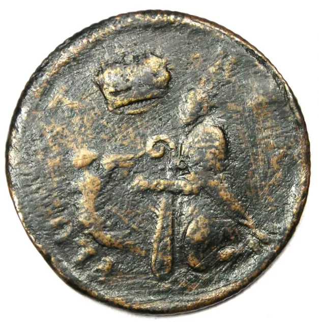 1670 New Jersey St Patrick Farthing Colonial Coin 1/4P. VF Detail - Rare Variety