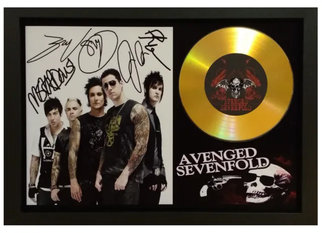 Avenged Sevenfold Signed Gold Presentation Cd Disc Collectable Memorabilia Photo