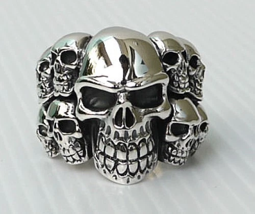 Phantom Skull 925 Sterling Silver Ring Men's New Biker Rocker Gothic Jewelry 2