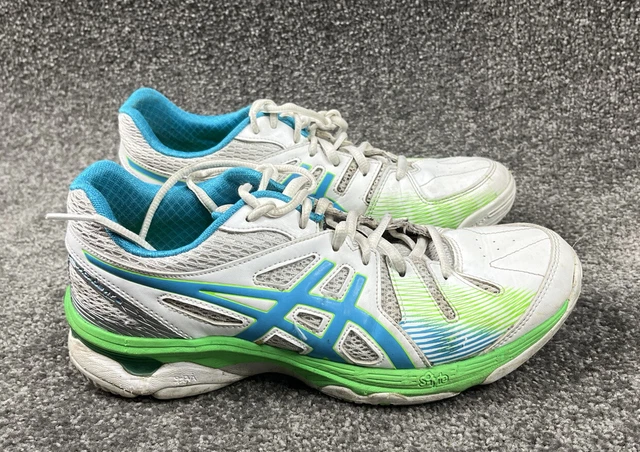 Asics GEL-Academy 6 Womens US 8.5 White Blue Netball Athletic Shoes Gym Ladies