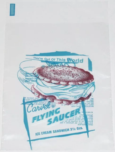 Vintage bag CARVEL FLYING SAUCER ice cream sandwich pic Yonkers New York n-mint