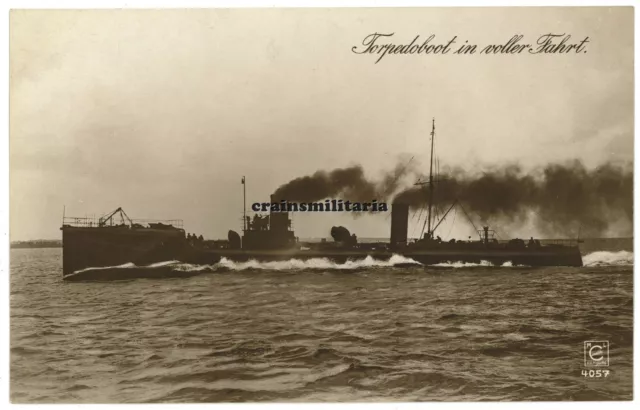 Orig. Foto AK Postkarte Torpedoboot in voller Fahrt - Kaiserliche Marine Schiff