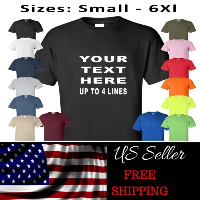 Personalized Custom Print Your Own Text T-Shirt Customized Tee