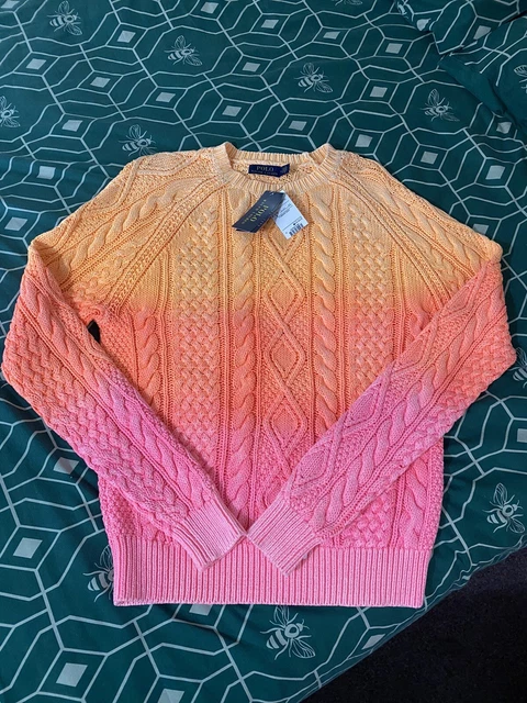 Polo Ralph Lauren Drip-Dyed Aran Knit Sweatshirt / Sweater / Jumper - Rrp £265
