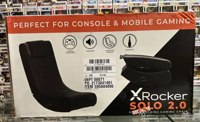X Rocker Solo 2.0 Audio PU Leather Floor Rocker, Black, 30.3"x15.2"x24", Gaming