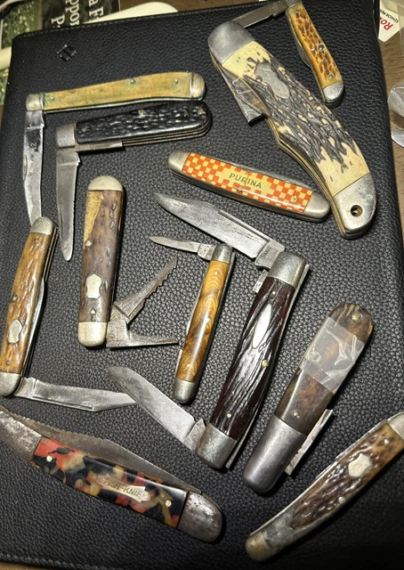 Lot 12 Antique MISC Pocket Knife Knives PARTS ROBESON Vintage Antler BONE AS IS