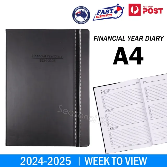 2024 2025 Financial Year Diary Week To View A4 Hard Cover Week To A Page Planner