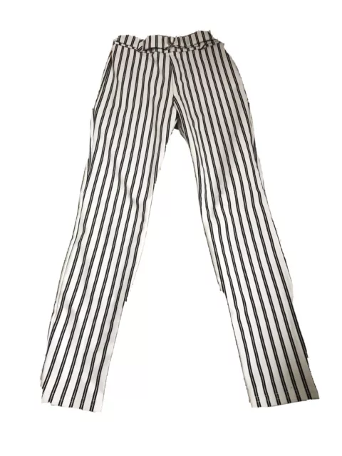 Girls River Island Black And White Striped Skinny Trousers Age 9/10