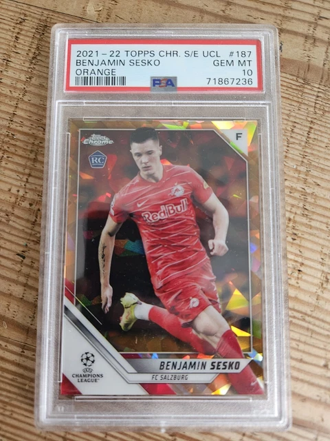 2021-22 TOPPS CHROME Sapphire UEFA UCL Benjamin Sesko RC PSA