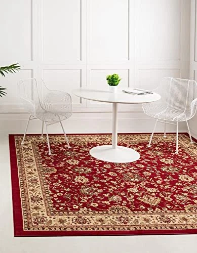 Unique Loom Sialk Hill Collection Area Rug - Washington (4' 1" Square, Burgun...