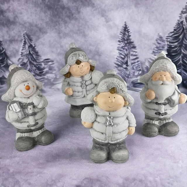 4ER SET WEIHNACHTSDEKO Figuren Dekofigur Weihnachten Keramik
