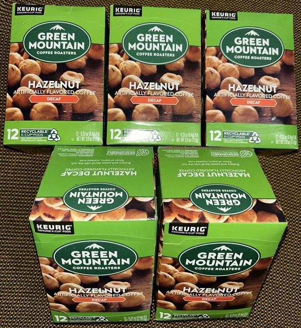 60 Green Mountain Breakfast Blend Hazelnut Decaf K-Cups Keurig Exp 04/2024